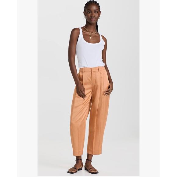 Vince Pants - Vince Pleat Front Tapered Silky Pants Viscose Linen Women's Size 00 Luxury Money